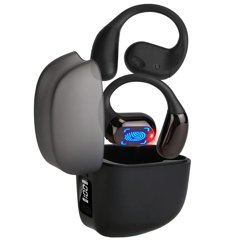 Wireless V5.4 Open Ear Earbuds With Earhook LED Display Charging Case IPX5 Waterproof 300Hrs Standby Time Touch Control Stereo Sport Headphones For Workout Running