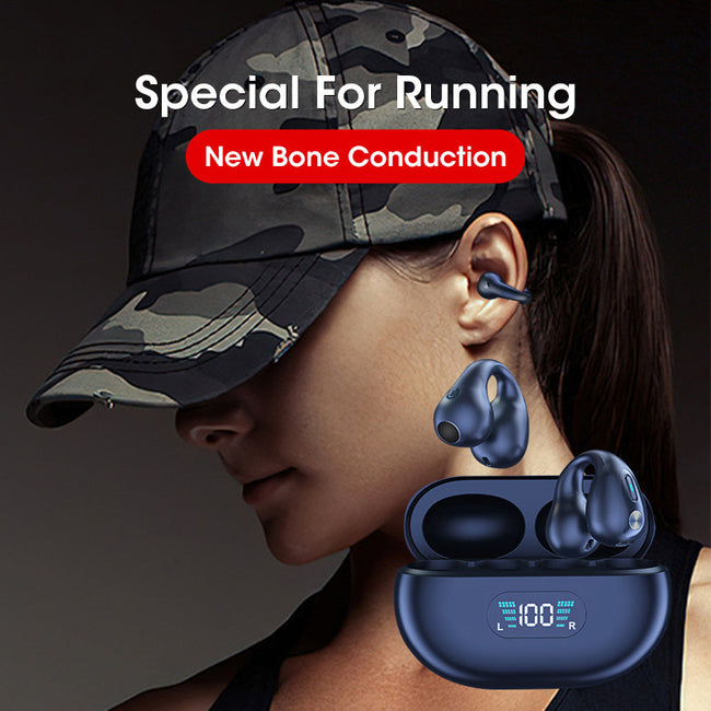 Bone Conduction Headphones TWS Earbuds Ear Clip Bluetooth 5.3 Touch Wireless Earphone In-Ear Bass HIFI Sports Headset Hover Image